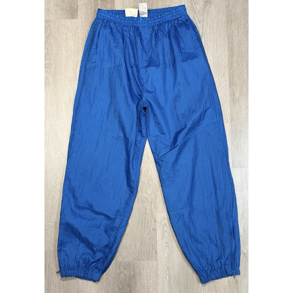 Vtg Westside Connection Nylon Windbreaker Pants Women's Large Blue Ankle Zip 80s